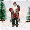 BAKAJI Statuina Babbo Natale Addobbo Statuetta 40cm Bordeaux in Tessuto Decoro Natalizio