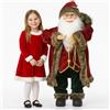 BAKAJI Statuina Babbo Natale Addobbo Statuetta 80cm Bordeaux Tessuto Decoro Natalizio