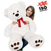 BAKAJI Peluche Orso Gigante XXL Alto 150cm Pupazzo Bambini Orsacchiotto Morbido Bianco