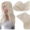 LaaVoo Extension Capelli Veri Clip, Biondo Platino, 45cm 120g 7pcs, Capelli Naturali, Lunga Durata, per Cerimonie Importanti, Colore 60
