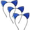 Nereds 3 cerchietti reversibili con orecchie di gatto con paillettes, graziosi accessori per capelli con glitter luccicanti, cerchietti per capelli per donne e ragazze (blu)