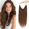 MY-LADY Extension Capelli Veri con Filo Invisibile, Secret Wire Hair Extensions 30cm Marrone Cioccolato Extension Un Pezzo Naturale per Donna #04 Colori 55g con Cordino Regolabile