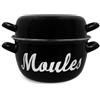 Menastyl Pentola per cozze - MENASTYL - 3645564 - Acciaio smaltato - Nero - 24 cm - Con scritta - Tutti i piani cottura, inclusa induzione