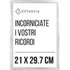 Estancia Cornice in Legno Argentato 21x29,7 cm (A4) con Vetro Plexi Infrangibile | Cornice Moderna Argento Din A4