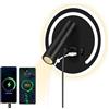 HUIZHOU Lampada da Lettura da Parete LED 3W+9W con Porta USB, Luce Calda 3000K, Faretto Rotante Orientabile, Applique da Comodino per Camera da Letto, Corridoio, Scale e Ufficio, Circolare Nero