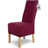 sh SCHEFFLER-HOME LIVE HOMESTYLE SCHEFFLER-Home Coprisedie Luna-Long/Set di 4 Copri Sedie da Pranzo Elastici/Sedie da Pranzo/Coprisedie Elasticizzato in Flanella con Fascia Elastica/Coprisedie Eleganti, Rosso