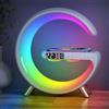 SUNJULY Lampada da Tavolo a LED intelligente, per Atmosfera con Caricabatterie Senza Fili Altoparlante Bluetooth Luce Notturna Dimmerabile con Sincronizzazione Musicale (Bianco)