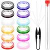 Swpeet 18 pezzi, 12 rotoli, 12 colori, filo elastico e 45 mm, 60 mm, 75 mm, 100 mm, 115 mm, 125 mm, set di aghi con forbici a U, filo elasticizzato per gioielli