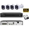 HIKVISION KIT VIDESORVEGLIANZA IP POE 4 MPX NVR 4 CANALI 4K 4 TELECAMERE BULLET 4 MP CON A