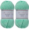 Utopia Crafts Velvet Lux - Filato di ciniglia super morbido per maglieria e uncinetto, 100 g - 110 m (Verde Acqua Pallido) (Confezione da 2)