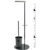 MSV - Portarotolo e scopino Bergamo, Acciaio Inox - Portarotolo in Vetro Grigio Scuro - Accessorio 3 in 1 - Design Elegante e Pratico - Dimensioni Standard - Compatto e Versatile