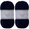 Utopia Crafts Velvet Lux - Filato di ciniglia super morbido per maglieria e uncinetto, 100 g - 110 m (Blu Notte) (Confezione da 2)