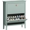 HOMCOM Scarpiera Slim con 2 Cassetti e Ripiani Regolabili per 14 Paia di Scarpe EU44, 80x24x95,5 cm, Verde | Aosom Italy
