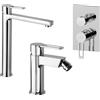 Paffoni set miscelatori lavabo alto, bidet senza scarico e incasso doccia deviatore 2 vie cromato mod. Ringo