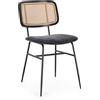 Bizzotto Set 2 sedie seduta grigio scuro con gambe in acciaio nero e schienale effetto rattan | Glenna