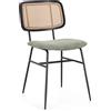 Bizzotto Set 2 sedie seduta verde con gambe in acciaio nero e schienale effetto rattan | Glenna