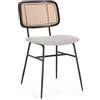 Bizzotto Set 2 sedie seduta natural con gambe in acciaio nero e schienale effetto rattan | Glenna