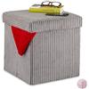 Relaxdays Pouf, Pieghevole, Sgabello Imbottito con Contenitore, Quadrato, con Coperchio, HxLxP: 38 x 38 x 38 cm, Grigio