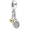 The Charmery Ciondolo a forma di racchetta da tennis e palla da tennis, in argento 925, compatibile con ciondoli Pandora, Trollbeads, Chamilia, Biagi e molti altri braccialetti con charm del Regno