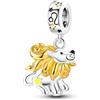 Mon & Sons Ciondolo in argento Sterling 925 con segno zodiacale e segno zodiacale che si illumina al buio, compatibile con braccialetti Pandora Charm Moments, 4mm Hole, Metallo Argento sterling, Nessuna pietra
