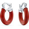 Bling Jewelry Dimensione Media Migliorata Gemstone Rosso Arancio Corallo Rotondo Tubo Orecchini A Cerchio Per Le Donne Teen .925 Sterling Silver .75 Pollici Di Diametro