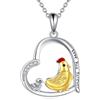 YFN Collane di pollo in argento Sterling con ciondolo a forma di cuore, collana per animali da fattoria, regalo per donne, Argento sterling, Nessuna pietra preziosa