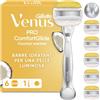 Gillette Venus Pro Comfortglide Rasoio da Donna, al Profumo di Cocco, 6 Lamette di Ricambio, Lamette Donna Adatte a Depilazione Intima, Manico in Metallo Riutilizzabile e Gancio per Doccia