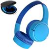 Belkin SoundForm Mini Cuffie wireless per bambini con microfono, 30 ore di riproduzione, adesivi divertenti, headset over-ear per didattica online, scuola e viaggi; per iPhone, iPad e Galaxy, blu