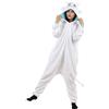 nezababy Pigiama intero a forma di drago con coda divertente in flanella, costume da dinosauro, tuta in peluche, pigiama per Halloween, Natale, donne e uomini, bianco, M
