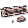 SOLIDEE Combo Tastiera e Mouse Wireless,tastiera macchina da scrivere retro,Tastiera per Computer con Tasti Rotondi 2.4GHz con Tastierino Numerico,104 Tasti(Americana QWERTY)(Blackberry Gradient)