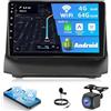 NHOPEEW 2+64G 8 Core Andorid Autoradio per Ford Fiesta 2009-2017 con Carplay e Android Auto - Radio con touchscreen IPS da 9 pollici - WiFi DSP Mirror Link GPS Schermo diviso + Telecamera posteriore AHD