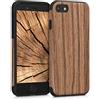 kwmobile Custodia morbida compatibile con Apple iPhone SE (2020/2022) / 8/7 - in silicone TPU e legno - Back Cover ibrida per cellulare - Venature marrone