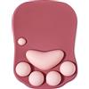 DOBAOJIA Tappetino Mouse con Poggiapolsi, Mouse Pad Ergonomico, Tappetino per Mouse con Zampa di Gatto Carino, in Morbido Silicone, Base Antiscivolo, per casa/ufficio/gioco, Rosso Scuro