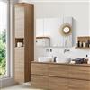 kleankin Homcom - Armadio da bagno con specchio e luci a LED, Mobiletto Bagno Sospeso con ripiani regolabili e USB mobile per il bagno, stile moderno, 90 x 15 x 75 cm, bianco