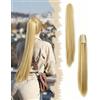 SanKristo Coda Capelli Extension con Coulisse, 60 cm Lunghe Ponytail lisci naturale volume treccia, clip a pettine Finta sintetiche Posticci cavallo donna Quotidian Posticcio frangetta, biondo