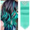 PARXITN 10 ciocche colorate per capelli da 22 pollici, con clip, per feste, cosplay, festival, carnevale, Halloween, Natale, verde ghiaccio