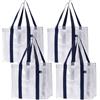 VENO 4 Pezzi Borsa per la spesa pieghevole con fondo rigido, tasca anteriore, borse spesa riutilizzabili, borsa shopper multiuso, borsa da spiaggia per shopping, vacanze, picnic (Chiaro, 4 Pz.)