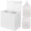 Simple Houseware Cesto portabiancheria doppio con coperchio e sacchetti rimovibili, bianco