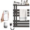 WRJAHCG Porta Asciugamani Bagno da Parete Controllo Vocale,Scaldasalviette Elettrico Bagno Smart WiFi,Termoarredo Elettrico Bagno con Timer E Termostato,Termosifone 6 Barre,197W,Grigio