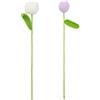 FINGERINSPIRE 2 tulipani fatti a mano a maglia tulipano bianco e viola chiaro lavorato a maglia all'uncinetto finto tulipano singolo fatto a mano per arredamento bouquet da sposa regalo di compleanno