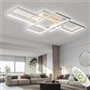 TYJY Plafoniera LED Soffitto Dimmerabile, 105W Lampadario Soggiorno Moderno, Grande Plafoniera Rettangolare con Telecomando, 3000K-6000K, per Soggiorno, Camera da Letto (140cm, Bianco)