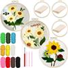 Allazone Kit di Ricamo per Adulti con Motivo Girasole, 3 Pz Punch Needle Kit Completo, Non Ripiegabile