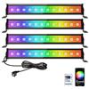 T-SUN 50W Barra LED RGB, 4 Pezzi RGB Faretto LED Esterno, Faretti Colorati Intelligente con Telecomando/APP/Memoria/Timer/Impermeabile IP66 per Scenari Bar Festa Giardino