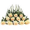 Kisflower 12 Pezzi Rose Fiori Artificiali Realistici Fiori a Stelo Singolo Bouquet di Rose di Seta per Decorazioni per la Casa di Nozze (Champagne)