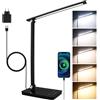 Akynite Lampada da Scrivania LED con Porta USB C, Adattatore 2A incluso, 5 Colori 10 Luminosità, 45Min Timer Touch Control Luce Scrivania Dimmerabile, Luce Unghie da Tavolo, Nero