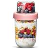 ComSaf Porta Yogurt e Cereali, Barattolo Vetro 480ml con Scomparto Superiore 120ml, Contenitore Colazione per Ufficio, Scuola, Picnic, Meal Prep per Adulti e Bambini, Ideale per Colazione Sana