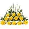 Kisflower 12 Pezzi Rose Fiori Artificiali Realistici Fiori a Stelo Singolo Bouquet di Rose di Seta per Decorazioni per la Casa di Nozze (Giallo sfumato)