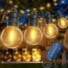 Bzavor lP68 - Catena di luci solari per esterni, 10 m, 18 lampadine + 2 pezzi di ricambio, G40, in plastica ABS, per esterni, impermeabile, luce solare per esterni, luce bianca calda, per romantiche