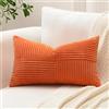 Sungeek 1 Pezzi Federe Cuscini 30x50 in Morbido Velluto a Coste, Fodere per Cuscini Decorativi con Motivo a Strisce e Patchwork Croce Copricuscini Cuscino per Divano Letto Soggiorno, Ruggine