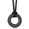 Bandmax Collana Uomo Runa Vichinga in Acciaio Inossidabile/Nero, Ciondolo runico Mobius Rotondo con Catena in Pelle Intrecciata Nera Amuleto Gioielli Vichinghi per Donna e Uomo